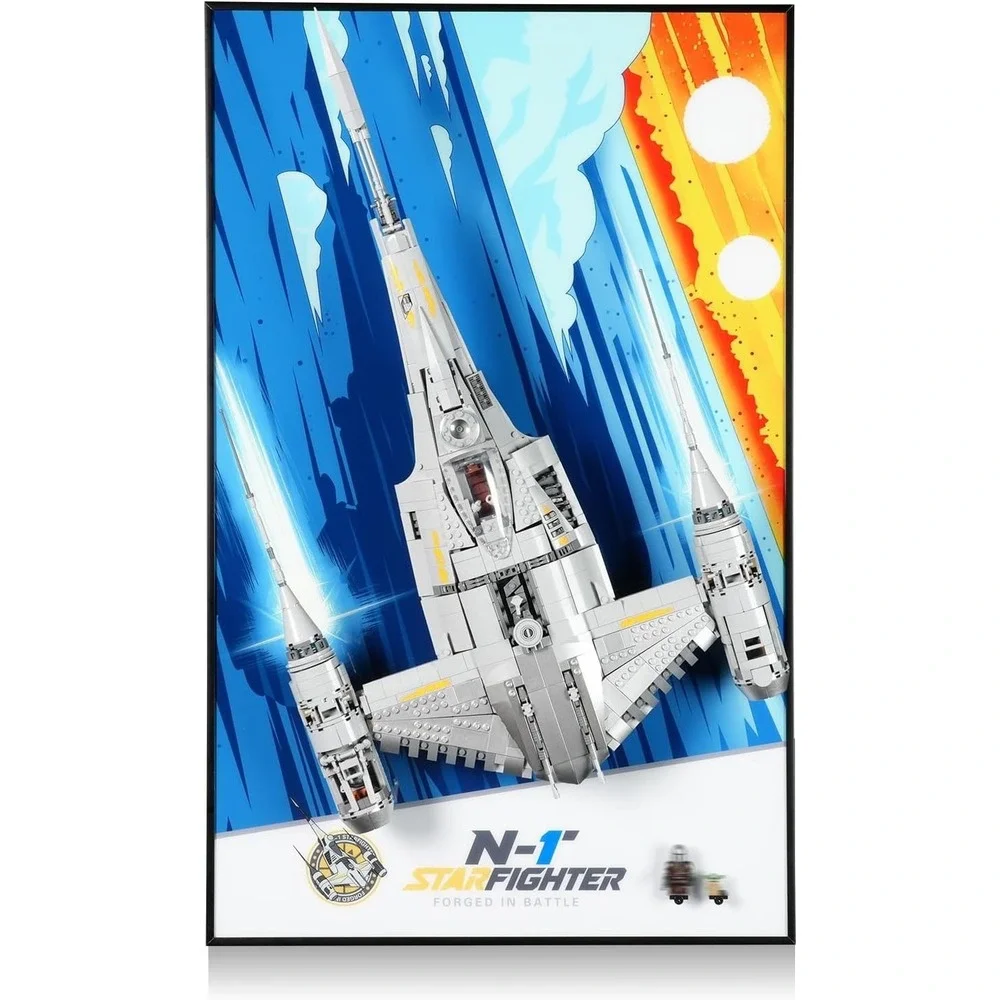 Large Metal Wall Mount Display Frame For LEGO 75442 N-1 Starfighter Floating 3D